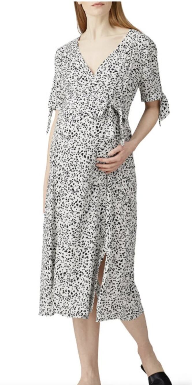 Seraphine Women's 10 Ava White/Black Spotted Maternity Wrap Dress O2-26